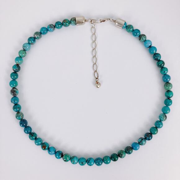 Signed Jay King DTR Sterling Silver Turquoise Gemstone Beaded 20" Necklace VTG - Picture 4 of 10